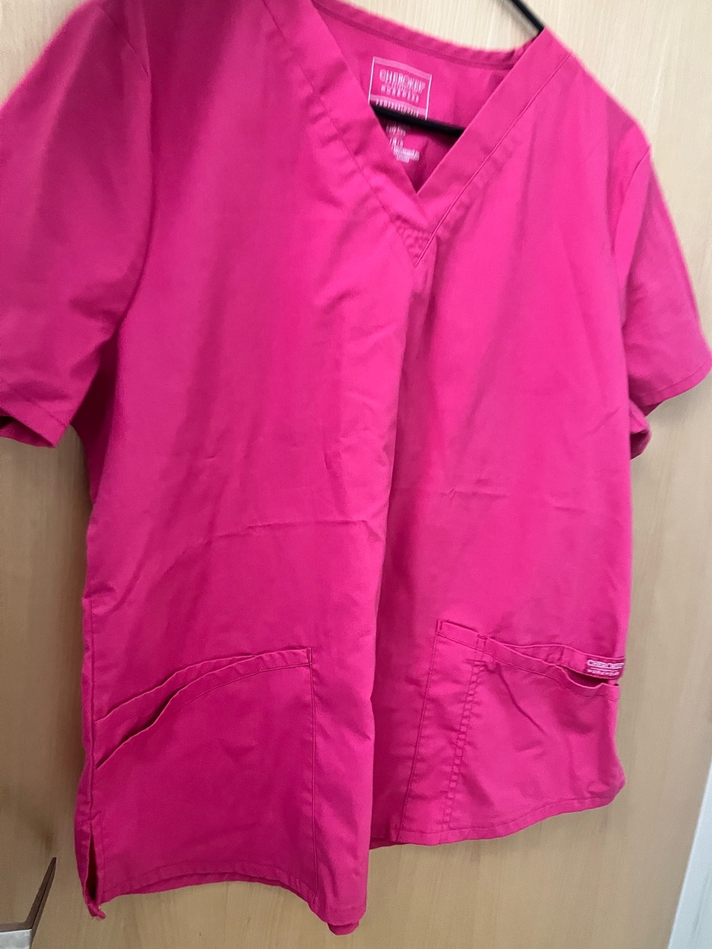 Cherokee Workwear Women's Hot Pink V-Neck Scrub Top